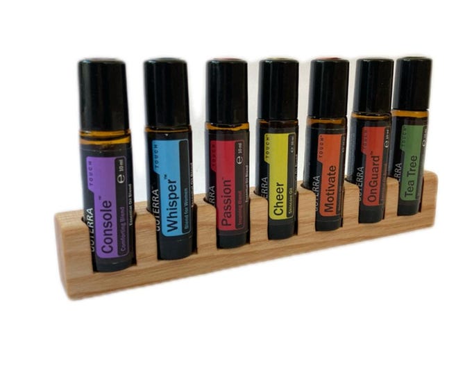 7 Oils Organizer Stand for Doterra Oils Wooden Holder for Oil Bottles Essential Oils 10ml Bottle Holder + Glass Vase