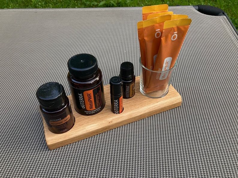 PWR MEGA Powerbank voor je set van Doterra met glazen container, handgemaakt van eikenhout afbeelding 3