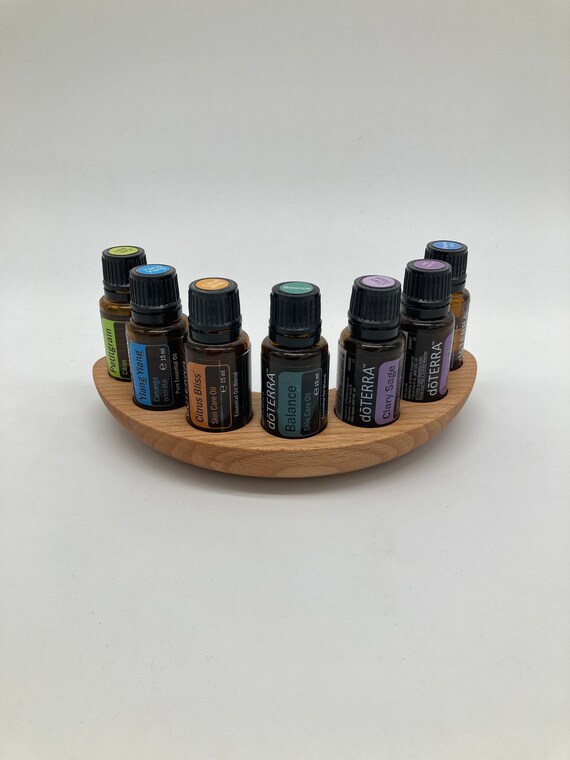 7 oils organizer semi-circular stand made of beech wood for Doterra oils wooden holder for oil bottles essential oils 15ml bottle holder