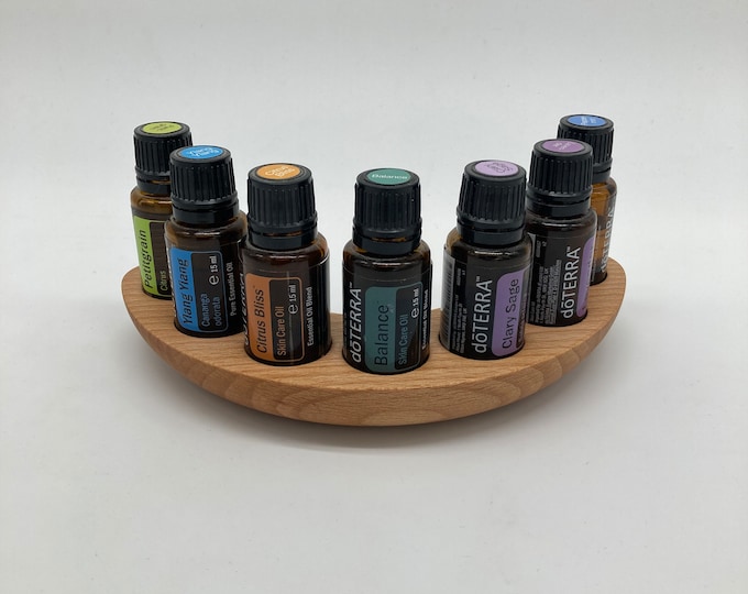 Set of 7 oil organizer semi-circular stand made of beech wood for Doterra oils wooden holder for oil bottles essential oils 15ml bottle holder