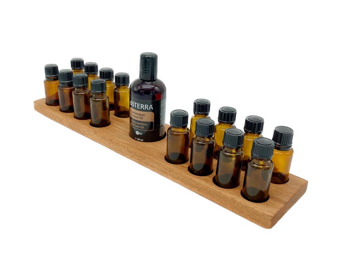 Oils stand made of beech wood for 16 x 15ml bottles and FCO with felt insert for Doterra oils Display for oil bottles Essential oils