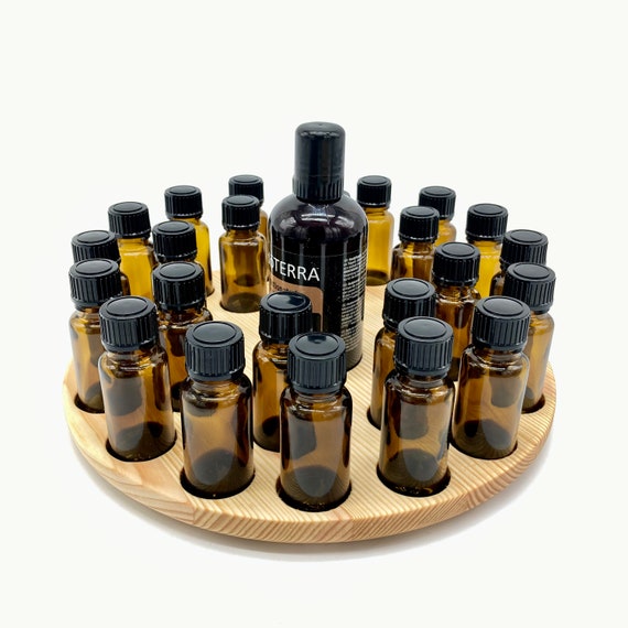 Round oil stand for e.g. 24 x 15ml e.g. for Doterra oil storage oil bottles essential oils made from pine wood