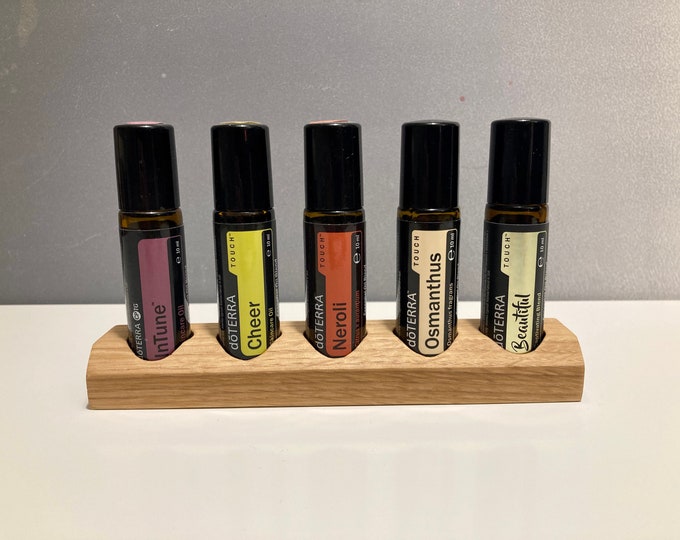 5 oils organizer stand for e.g. Doterra oils wooden holder for oil bottles essential oils 10ml bottle holder