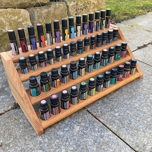 Tribune Oils Shelf Display for e.g. DoTERRA Wooden Stand for 24+14+14 Oil Bottles Essential Oils Oak Wood