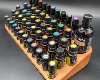 The "One for All" beautiful, unique piece - made of cherry wood - curved multi-display for essential oils, e.g., doTerra essential oils.