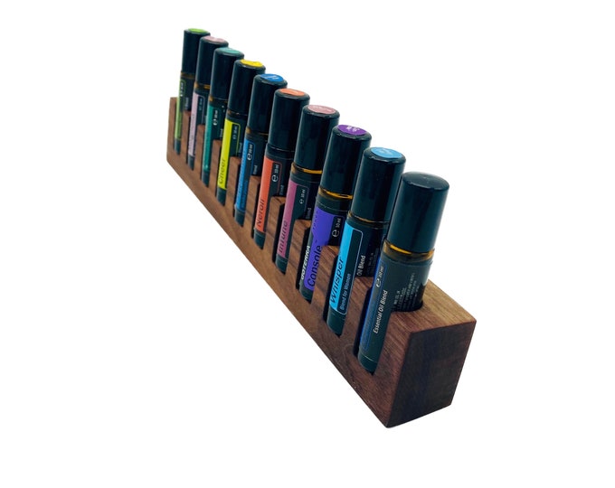 10er Oils Stand for Doterra Oils Wooden Holder made of Walnut for Oil Bottles Essential Oils 10ml Bottle Holder