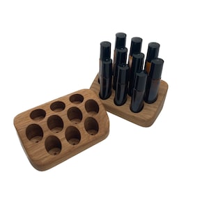 Ätherische Öle Aufsteller aus Eichenholz für 10 RollOns 22mm Durchmesser z.B. für Doterra Öle Flaschen