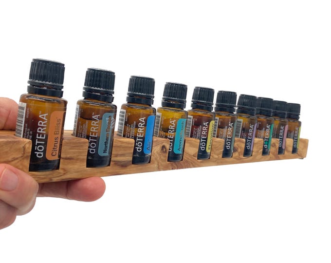 10-piece oil organizer stand made of olive wood for Doterra oils wooden holder for oil bottles essential oils 15ml bottle holder