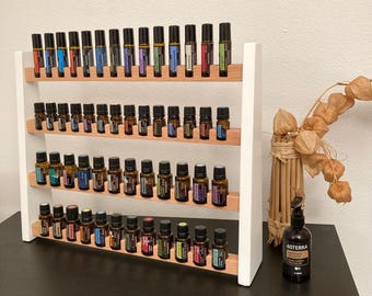 Multi Oils Shelf Display for e.g. DoTERRA Wooden Stand for 24+14+14 Oil Bottles Essential Oils Oak Wood