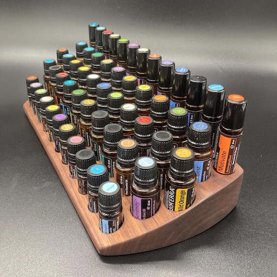 The "One for All" beautiful, unique piece - made of walnut - curved multi-display for essential oils - e.g. doTERRA