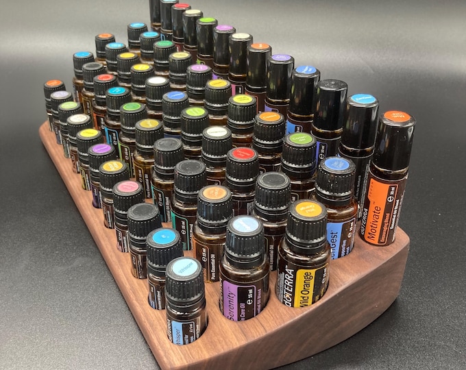 The "One for All" beautiful, unique piece - made of walnut - curved multi-display for essential oils - e.g. doTERRA