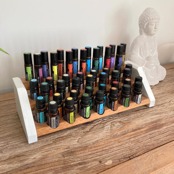 Special sale - Display item, the last of its kind - Shelf for 15 oil bottles each (15ml, 5ml + Roll-On) in oak wood