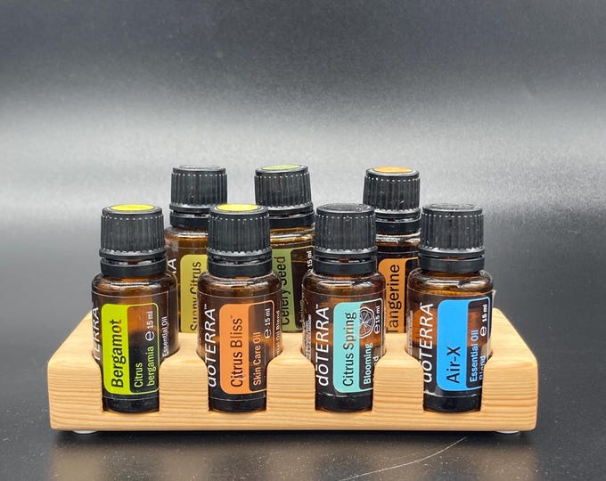 Oil Organizer Stand for doTERRA Oils, Wooden Holder for 7 x 15ml Essential Oil Bottles