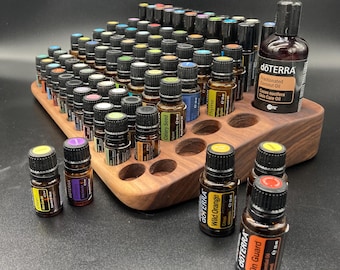 The "One for All" beautiful, unique piece - made of walnut - curved multi-display for essential oils - e.g. doTERRA