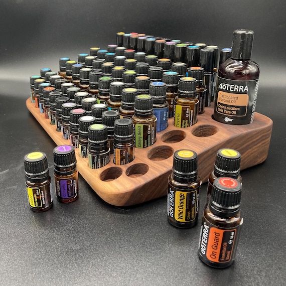 The "One for All" beautiful, unique piece - made of walnut - curved multi-display for essential oils - e.g. doTERRA