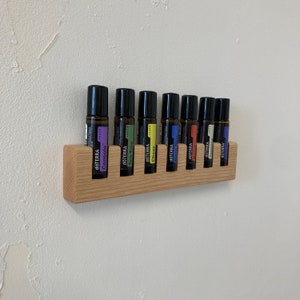 Set of 7 oil organizer stands and wall shelves in ONE for e.g. Doterra AromaTouch RollOns essential oils 10ml bottle holder + glass vase