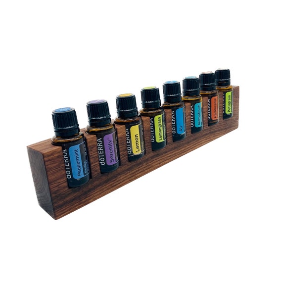 8 display made of the finest walnut wood for e.g. Doterra oils wooden holder for oil bottles essential oils 15ml display