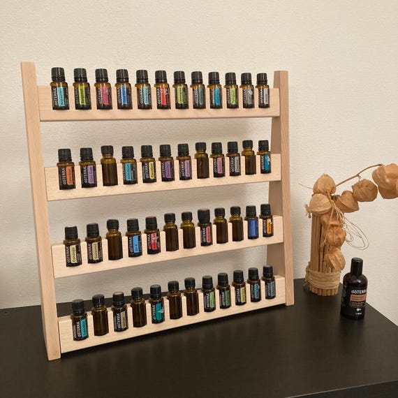 Handmade wooden shelf for essential oils – Ideal for Doterra & Young Living made from untreated beech wood