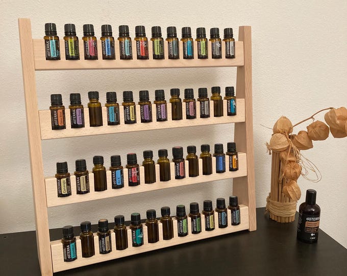 Handmade wooden shelf for essential oils – Ideal for Doterra & Young Living made from untreated beech wood