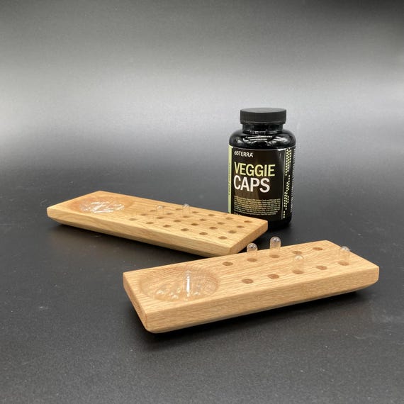 Display for Veggie Caps in two sizes made of oak wood - for easier filling of the caps