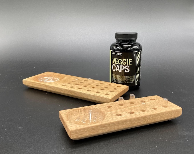 Display for Veggie Caps in two sizes made of oak wood - for easier filling of the caps