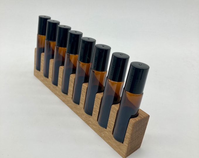 Set of 8 oil organizer stands made of oak wood for Doterra oils wooden holder for oil bottles essential oils 10ml bottle holder