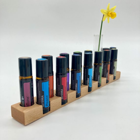 15-piece display stand for e.g. doterra oils, display for oil bottles, storage of essential oils 10ml + glass vase