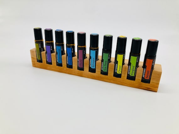 Pack of 10 oil stand for Doterra oils wooden holder single piece made of cherry wood for oil bottles essential oils 10ml bottle holder + glass vase
