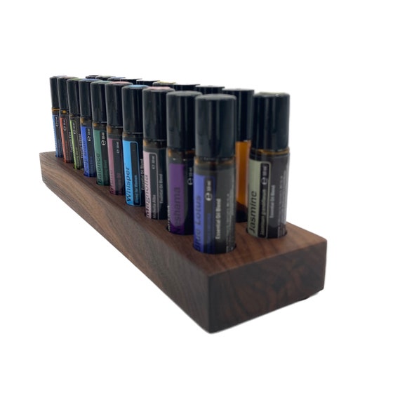 20 Oils Organizer Stand for Doterra Oils Wooden Holder for Oil Bottles Essential Oils 10ml Bottle Holder + Glass Vase