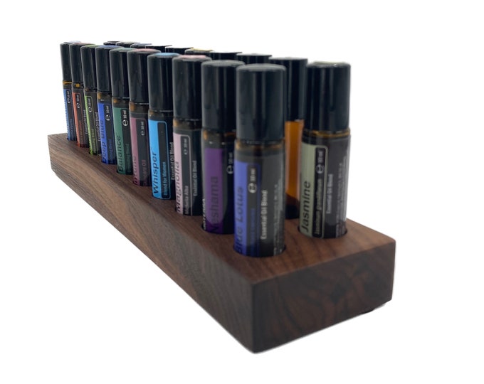 Pack of 20 oil organizer stands for Doterra oils, wooden holder for oil bottles, essential oils, 10 ml bottle holder + glass vase