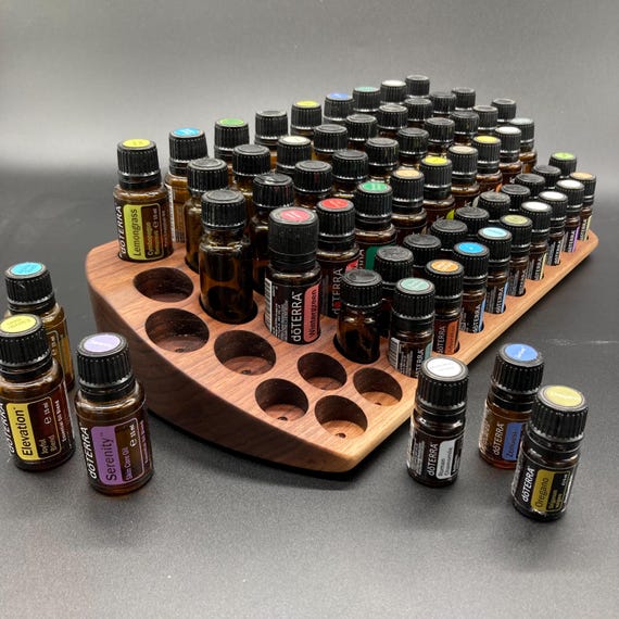 The "One for Two" Organizer - a beautiful, unique piece made of walnut wood - multi-purpose stand for essential oil bottles
