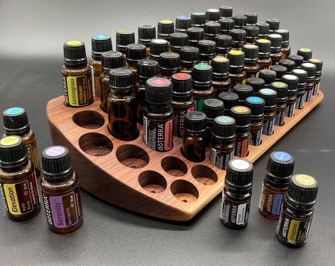 The "One for Two" Organizer - beautiful unique piece made of walnut wood - multi-display for oil bottles essential oils