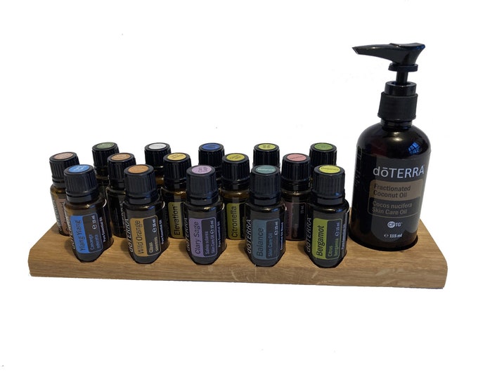 Oils organizer stand for 15 Doterra oils wooden holder oak for oil bottles essential oils