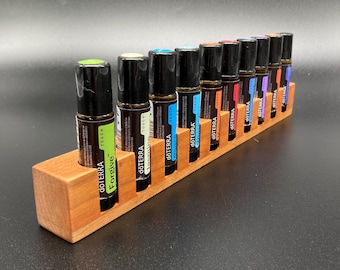 10-piece oil display for Doterra oils wooden holder unique piece made of cherry wood for oil bottles essential oils 10ml bottle holder