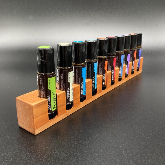 10-piece oil display for Doterra oils wooden holder unique piece made of cherry wood for oil bottles essential oils 10ml bottle holder