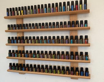 Multi Oils Wall Shelf - Display for e.g. DoTERRA Wooden Stand for Oil Bottles Essential Oils made of beechwood - Variable Equipment