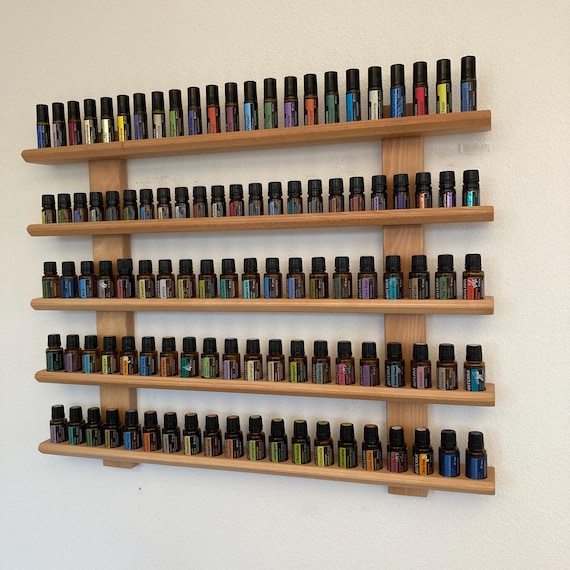 Multi-oil wall shelf - display for e.g. doTERRA wooden stand for essential oil bottles made of beech wood - variable configuration