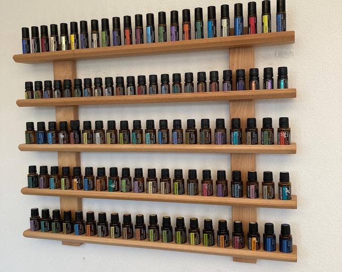 Multi Oils Wall Shelf - Display for e.g. DoTERRA Wooden Stand for Oil Bottles Essential Oils made of beechwood - Variable Equipment