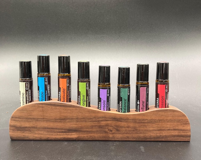 8-piece oil organizer, single piece stand for Doterra oils, wooden holder for oil bottles, essential oils 10ml bottle holder + glass vase