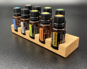 Essential oil storage for 9 x 15ml bottles, e.g., from doTERRA oils. Wooden holder, display for essential oils.
