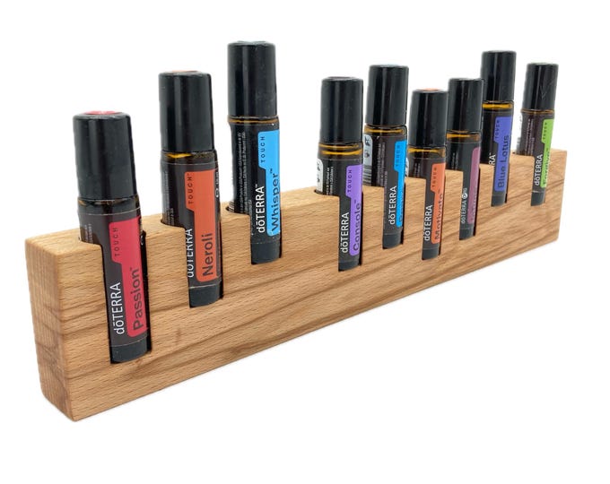 9 oil organizer stand made of beech wood for e.g. Doterra oils display for oil bottles essential oils 10ml bottle holder