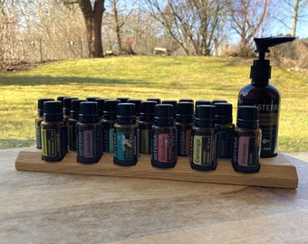 Oils organizer stand for Doterra oils wooden holder for 23 oil bottles 15ml essential oils + space for coconut oil