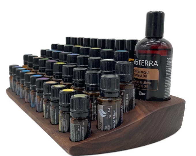 The "One for All" beautiful unique piece - made of walnut - curved multi display for essential oils - e.g. Doterra