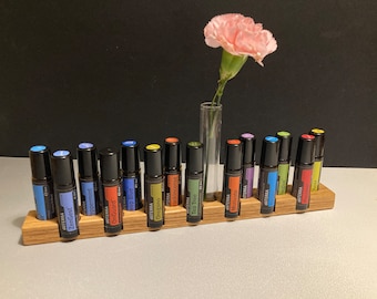 15-piece display for e.g. Doterra oils Display for oil bottles Storage Essential oils 10ml + glass vase