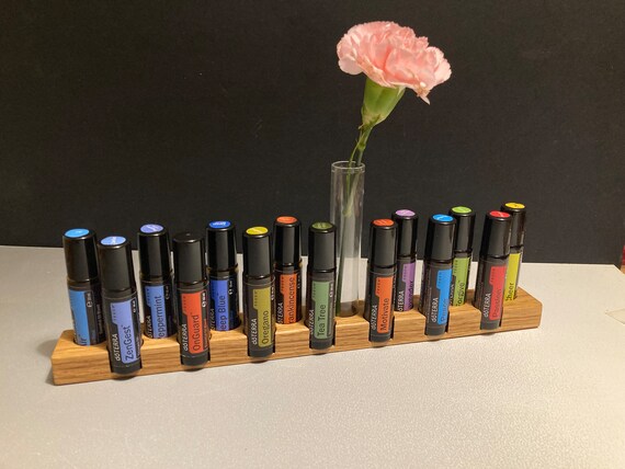 15-piece display stand for e.g. doterra oils, display for oil bottles, storage of essential oils 10ml + glass vase