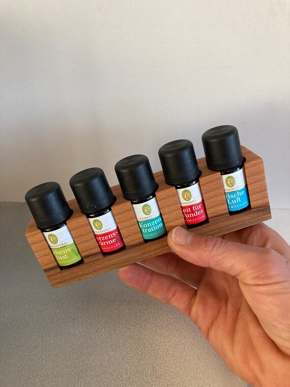 Set of 5 oil organizers for e.g. Primavera oils made of beech wood stand for essential oils wooden holder 26 mm diameter for oil bottles