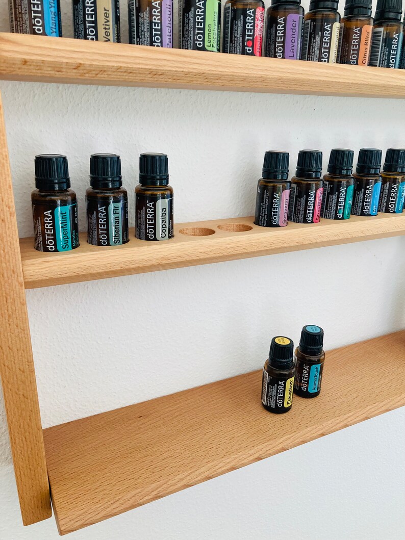 Multi Öle Wandregal Display für z.B. DoTERRA Holz Aufsteller für 281717 Ölflaschen Ätherische Öle aus Buchenholz Bild 9