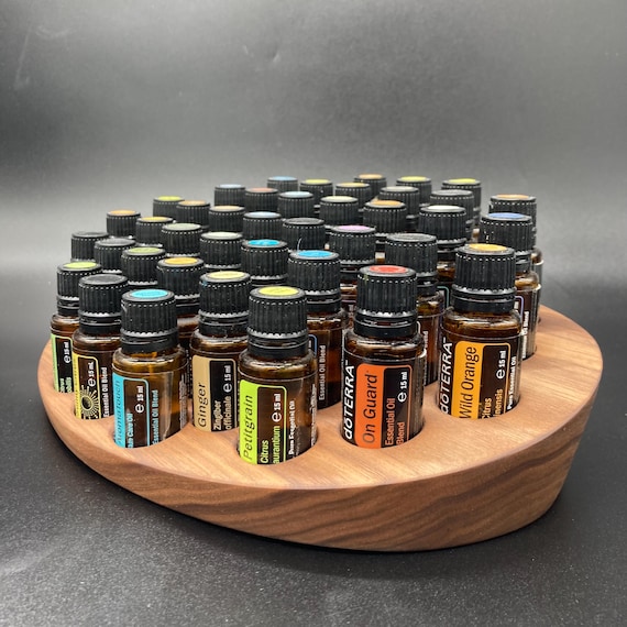 Beautiful, elegant, one-of-a-kind piece made of the finest walnut wood - Oval display for e.g. doTERRA oils for 40 oil bottles of 15ml essential oils