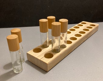 20-piece oil organizer stand for doTERRA oil roll-ons, storage for essential oils, 10ml bottle holder + glass vase