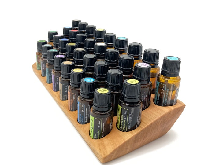 A unique stand for e.g. Doterra oils wooden holder for 34 oil bottles 15ml essential oils